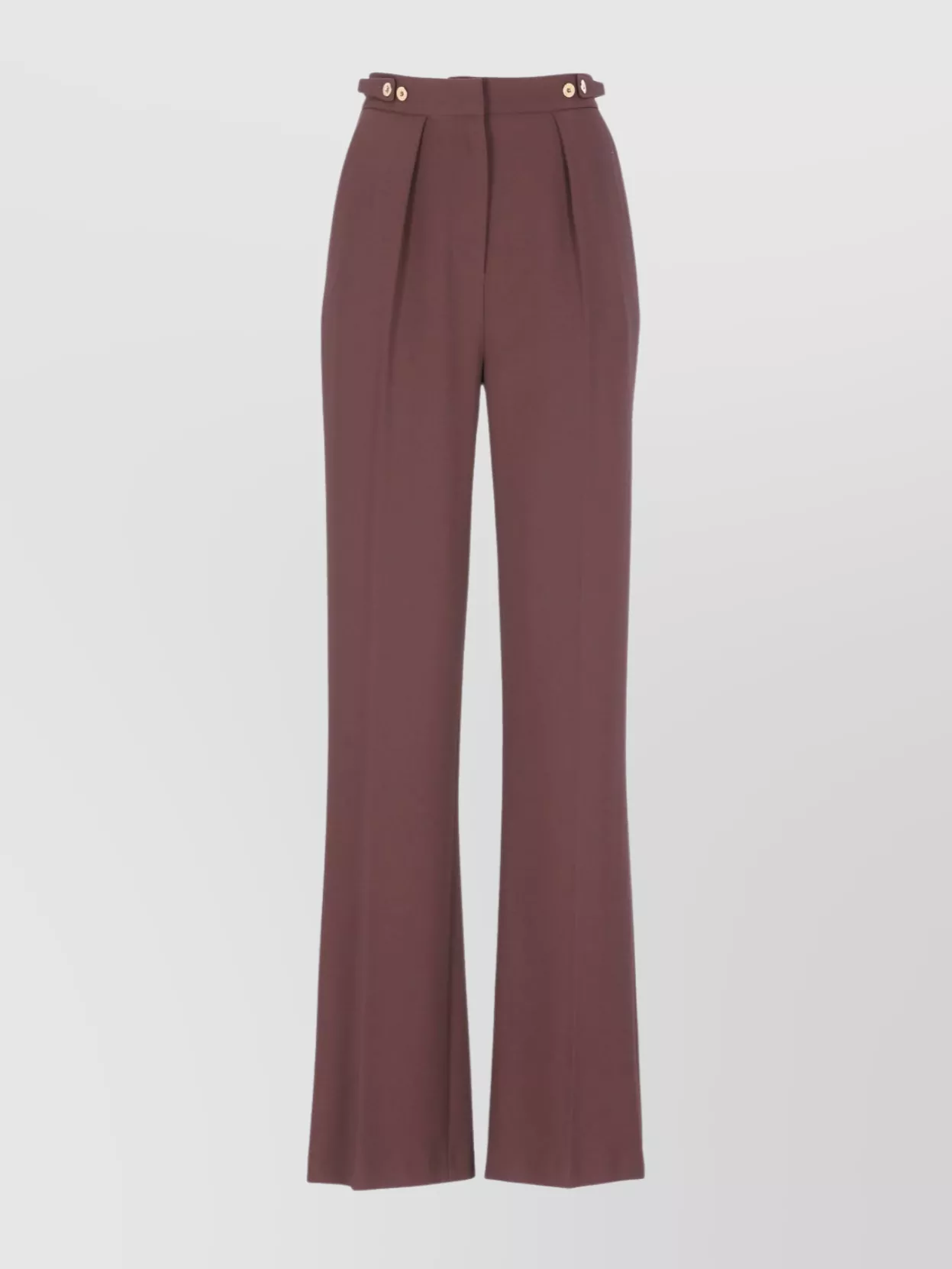 Elisabetta Franchi High Waist Wide Leg Trousers With Pockets In Brown