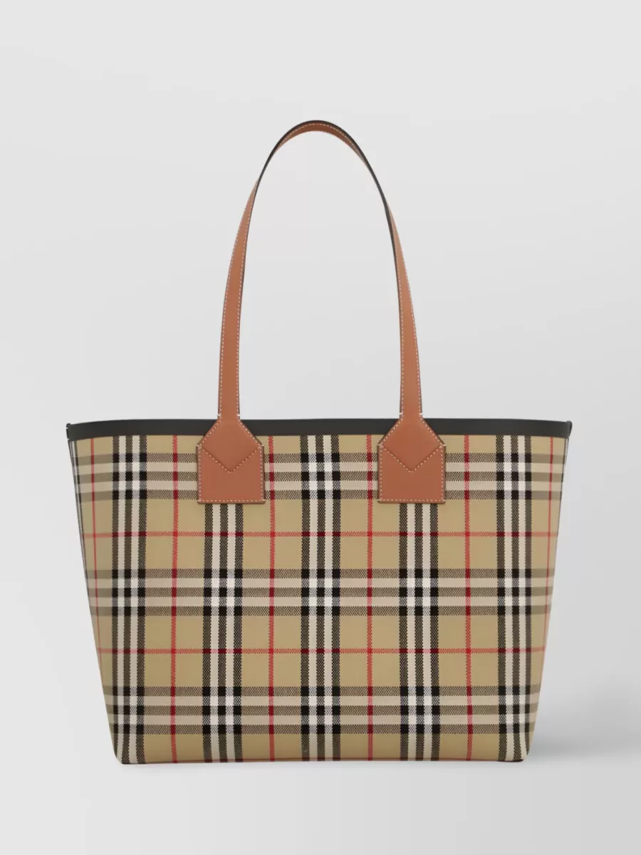 Shop Burberry London Check Tote Bag In Brown