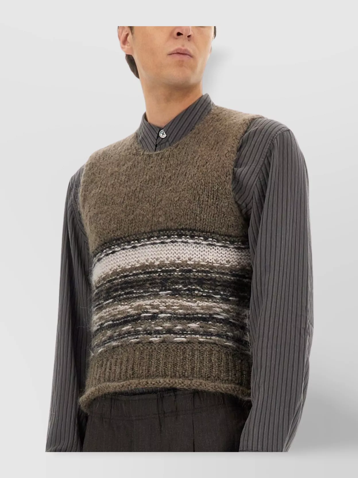 Our Legacy Striped Sleeveless Knitted Vest With Ribbed Hem