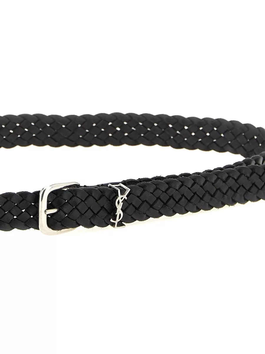 Saint Laurent Leather Woven Belt