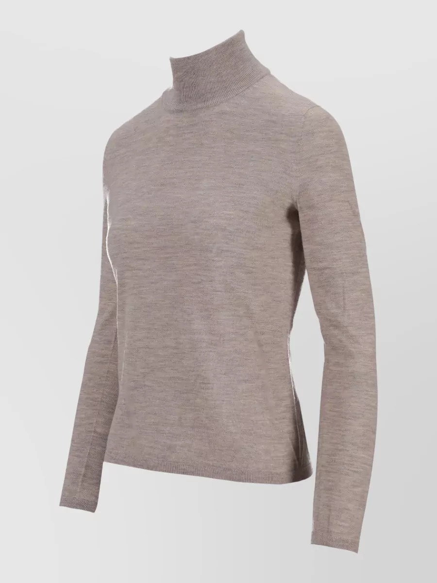 Max Mara Knit Turtleneck Long Sleeve Ribbed Top
