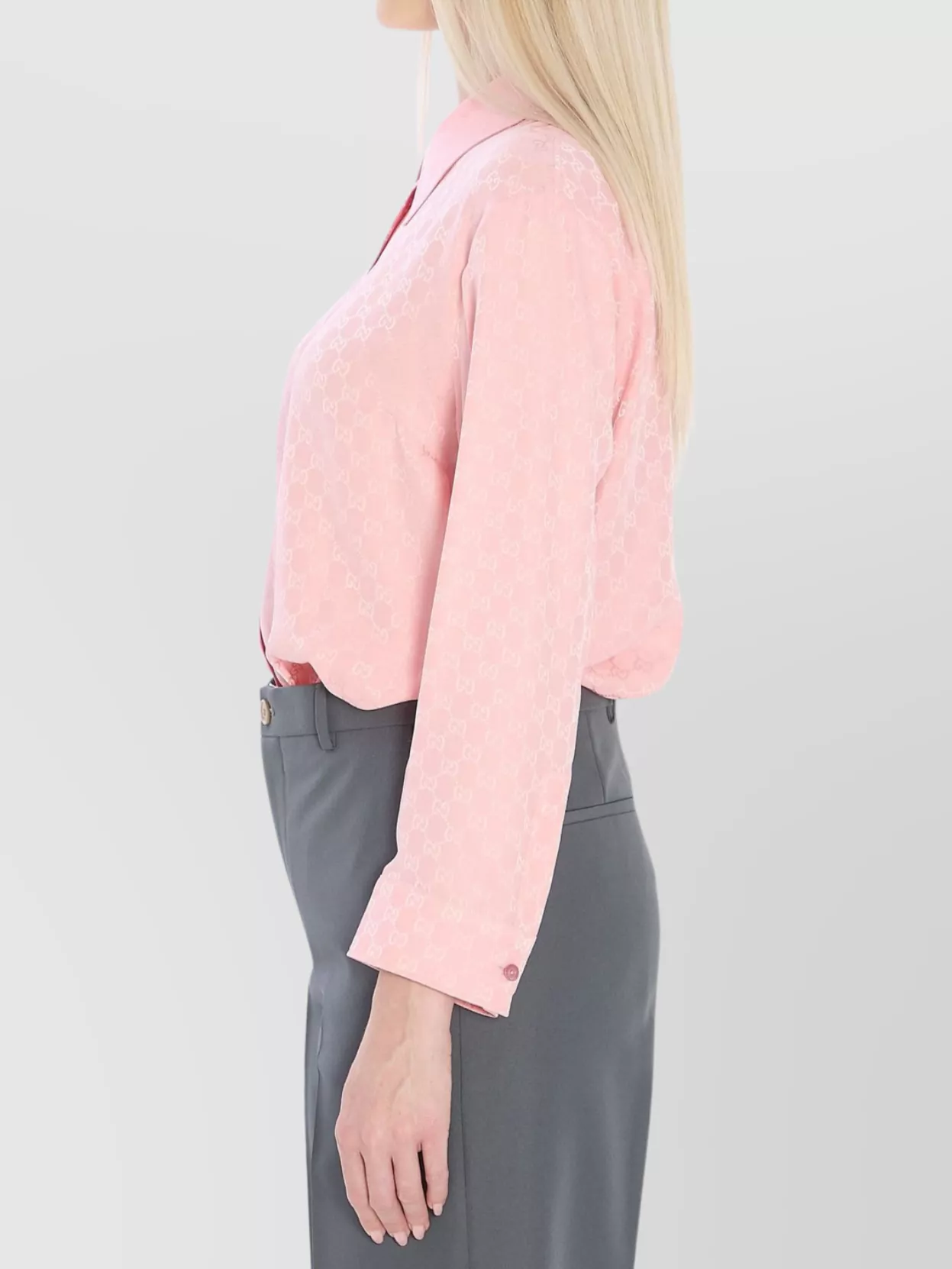 Gucci Silk Shirt With Gg Jacquard Pattern