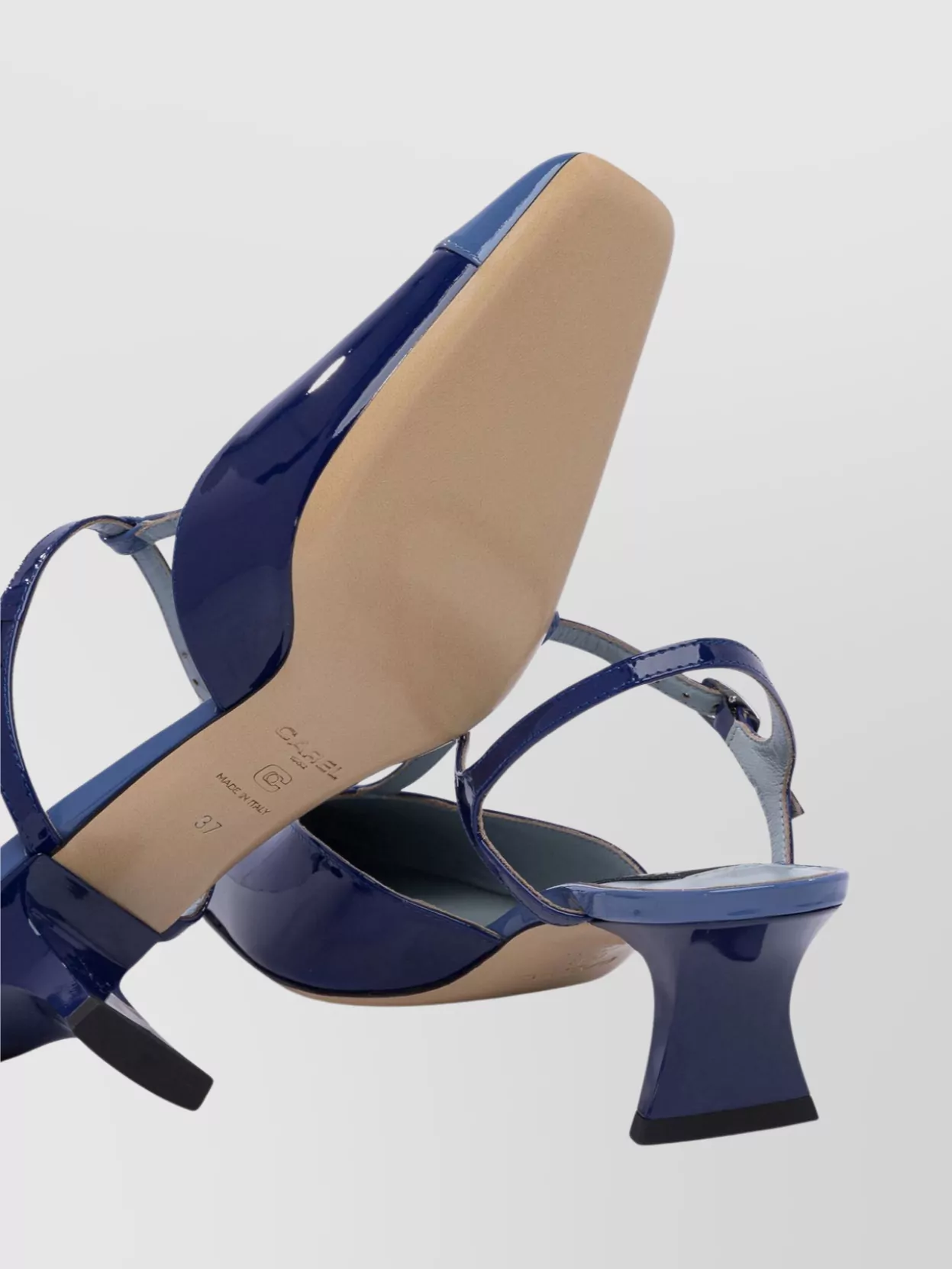 Carel Glossy Pointed Slingback T-bar Sandals