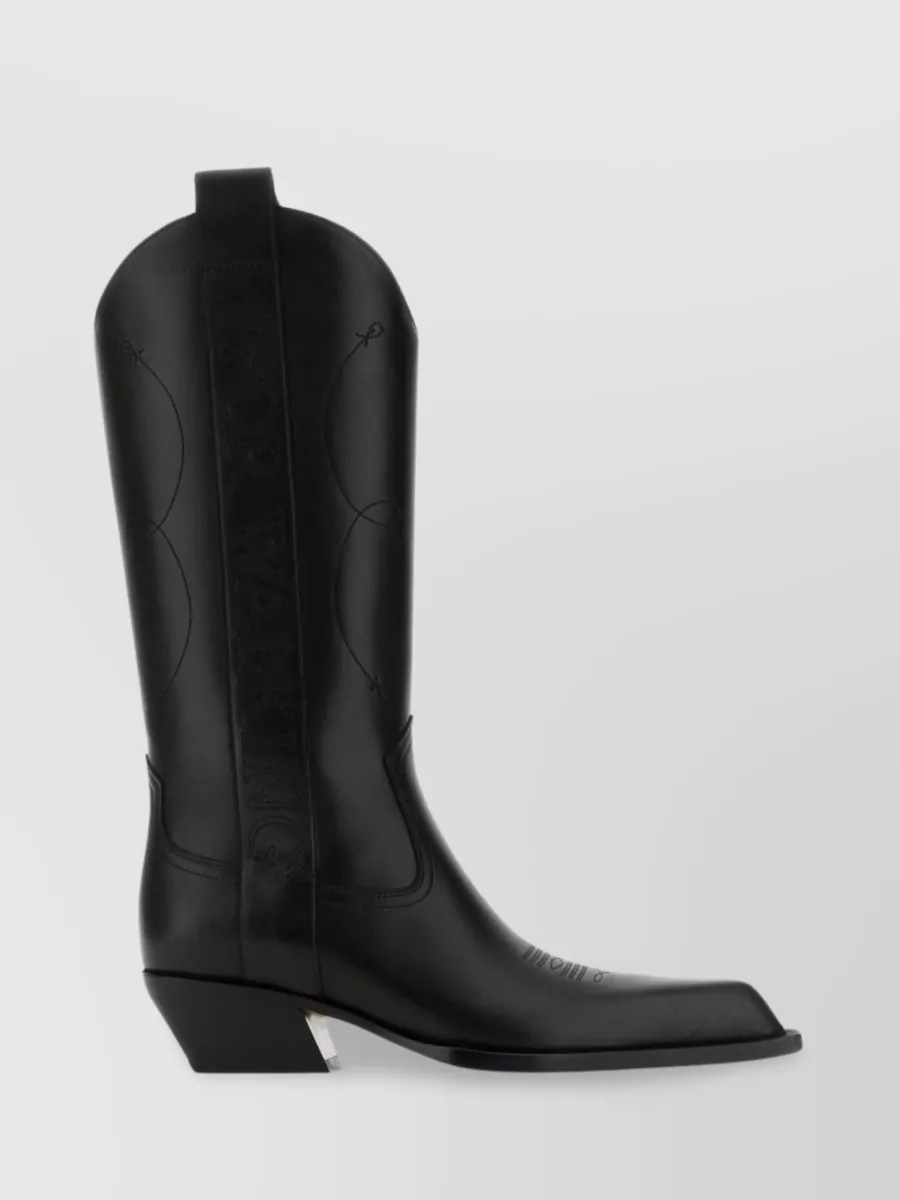 Shop Off-white For Walking Pointed Toe Leather Walk Boots In Black