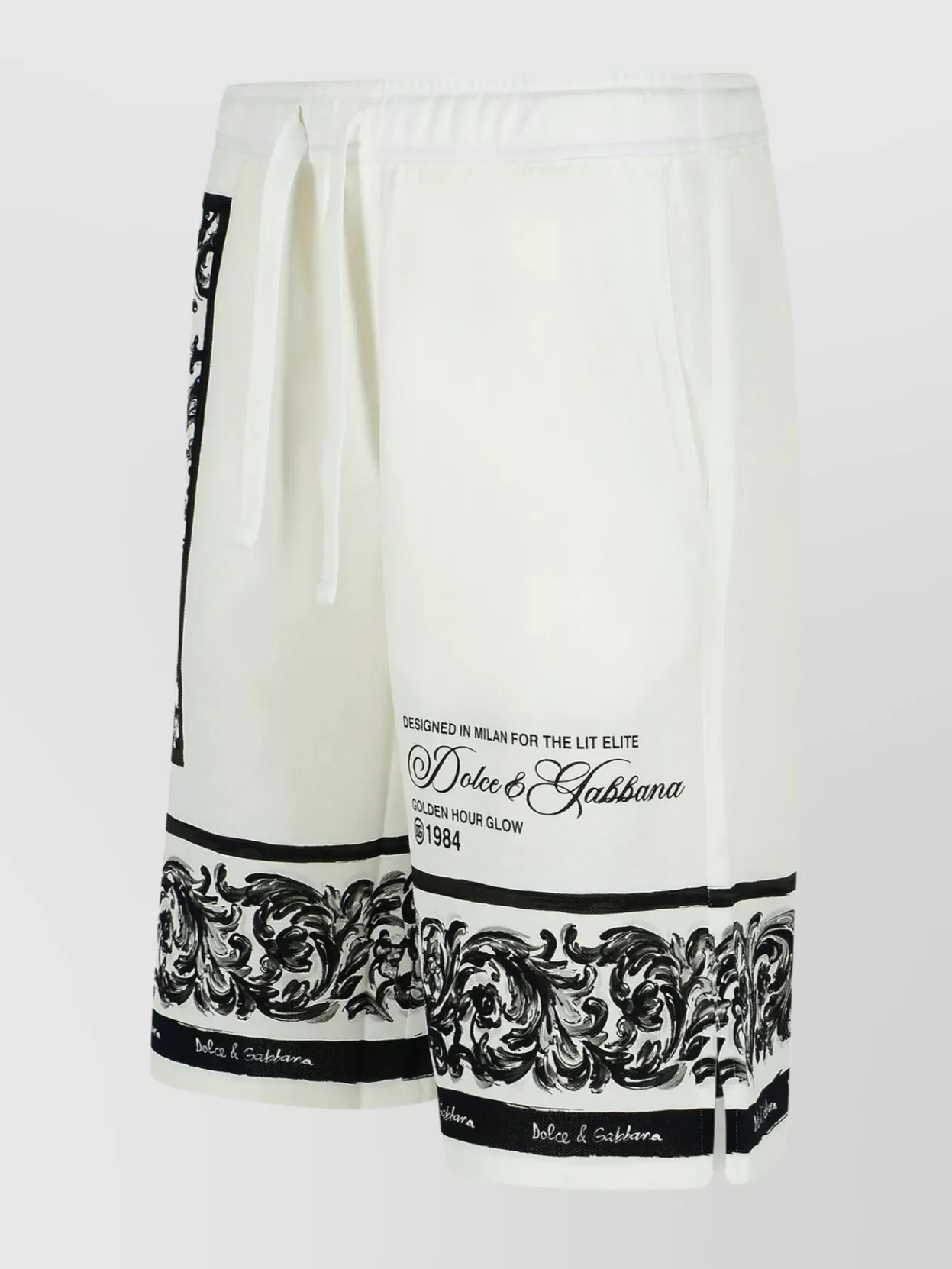 Dolce & Gabbana Majolica-print Knee Length Bermuda Shorts With Side And Back Pockets In White