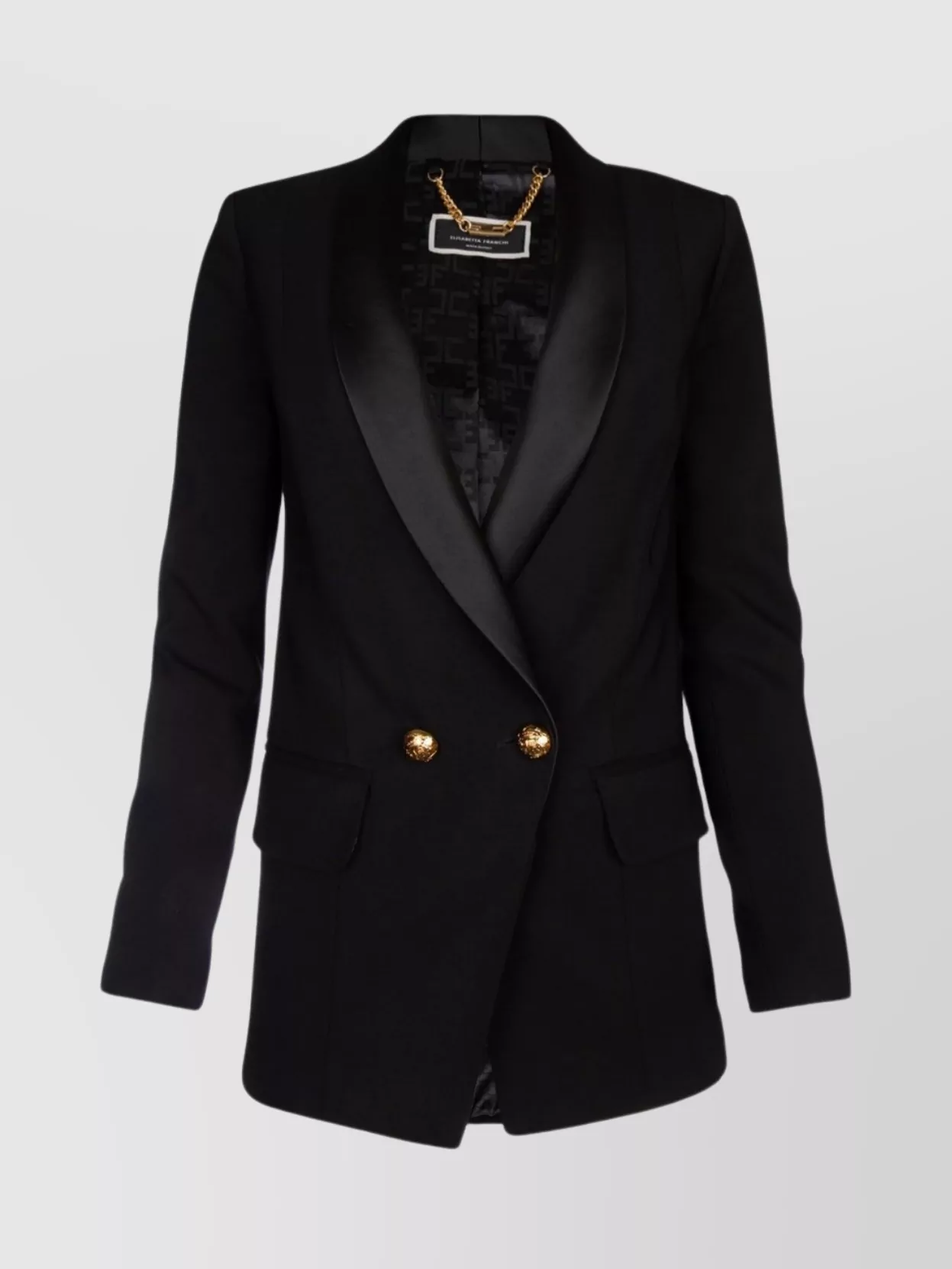 Shop Elisabetta Franchi Tailored Double-breasted Jacket With Structured Shoulders