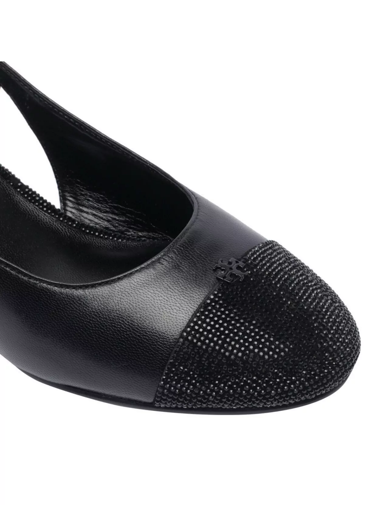 Tory Burch Pave Slingback Block Heel Embellished Toe