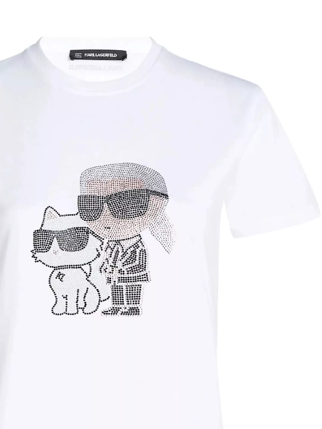 Shop Karl Lagerfeld Crew Neck T-shirt Rhinestone Embellishments