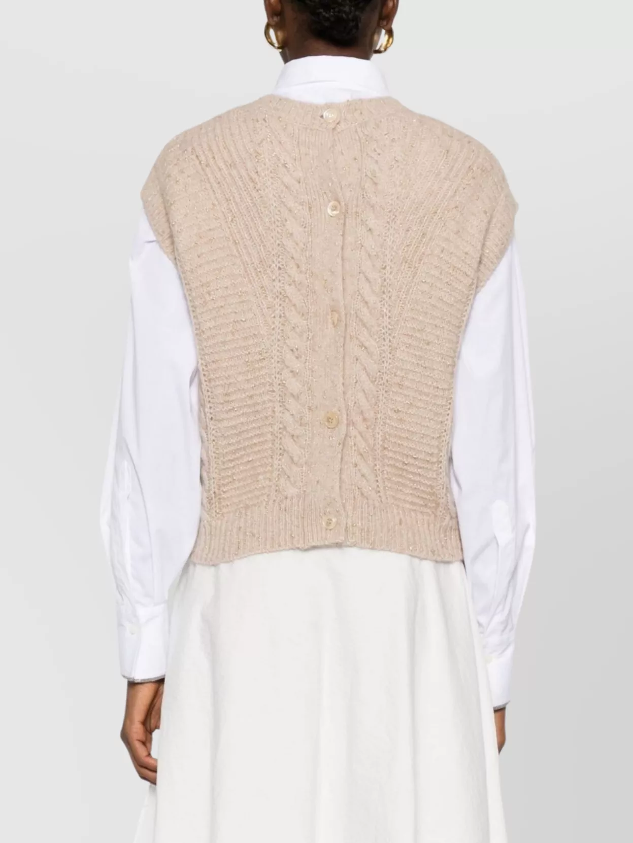 S Max Mara Cable Knit Crew Neck Knitted Vest