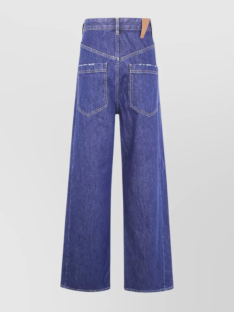 Darkpark Wide Leg Denim Trousers With Belt Loops In Blue