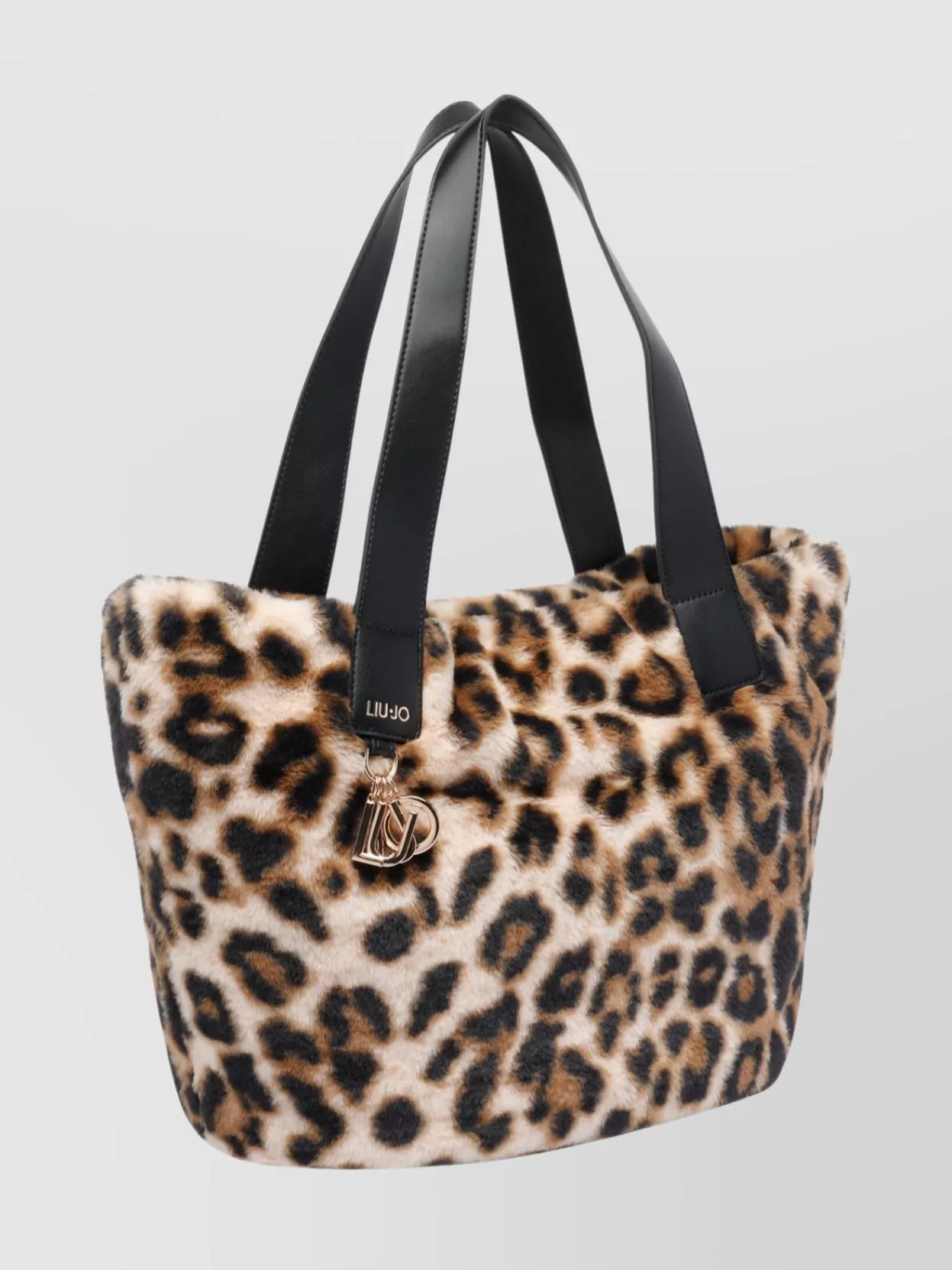 Liu •jo Leopard Print Faux Fur Shoulder Bag In Brown