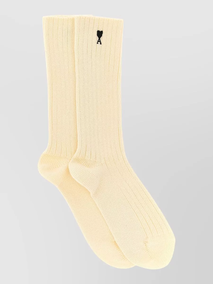 Ami Paris Ribbed Cotton Mid-Calf Socks