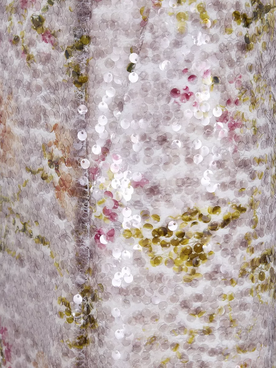 Alberta Ferretti Sequin Floral High Waist Wide Leg Trousers