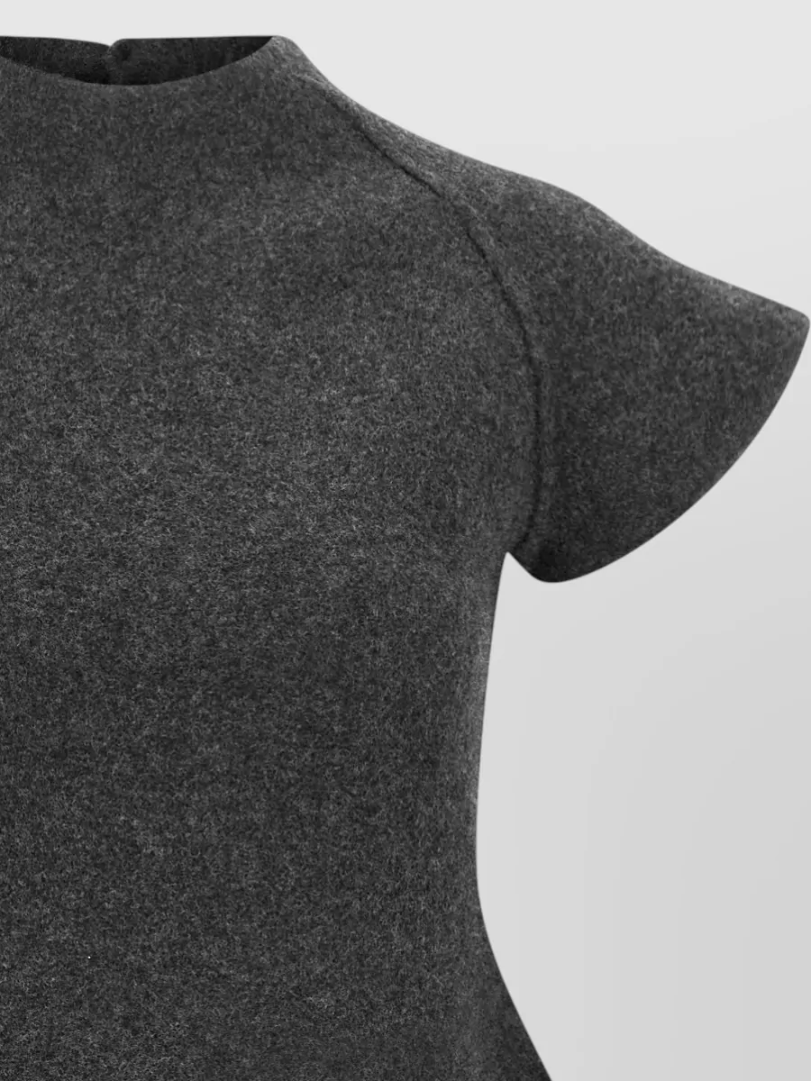 Jil Sander Virgin Wool Mock Neck Short Sleeve A-Line Knee-Length Dress