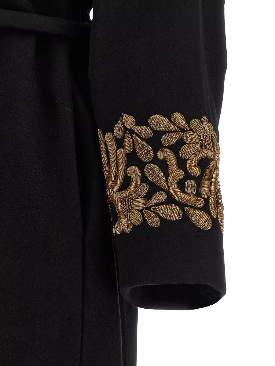 Dries Van Noten Wool Embroidered Belted Coat