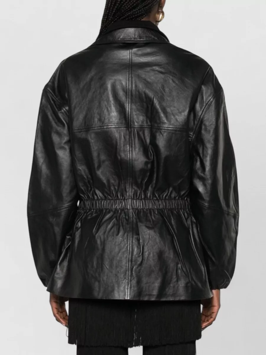 The Frankie Shop Lamb Leather Funnel Neck Jacket