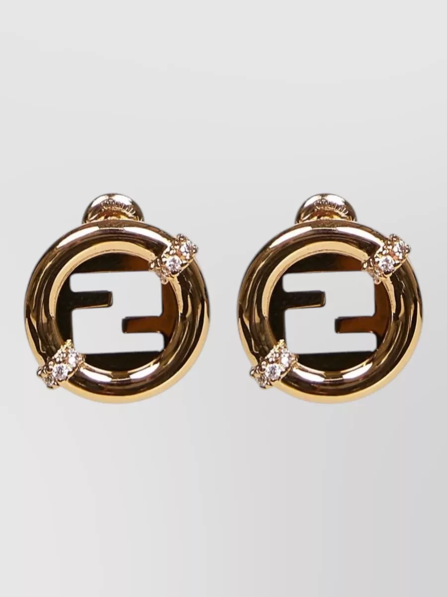 Fendi crystal-embellished ever round earrings