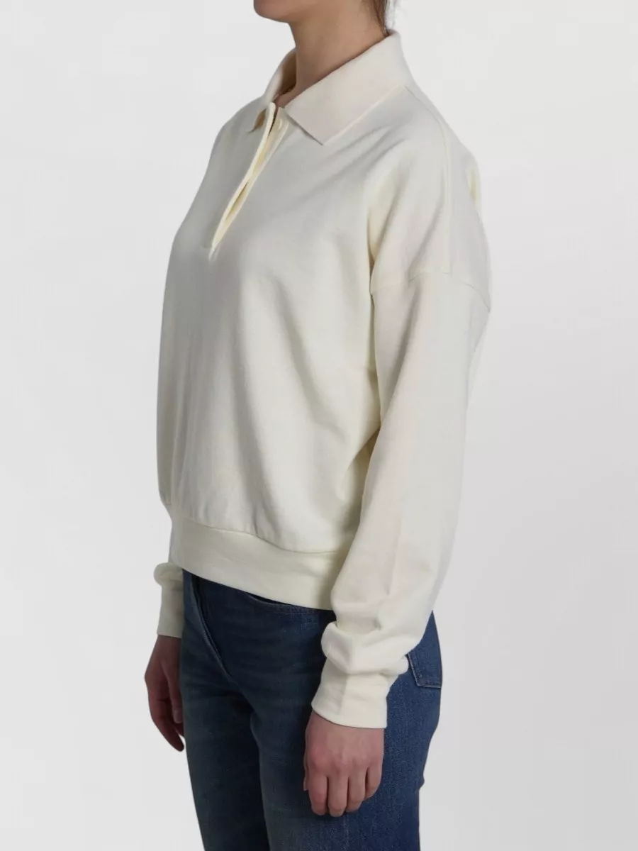 The Row Cotton Long-Sleeve Polo Sweatshirt