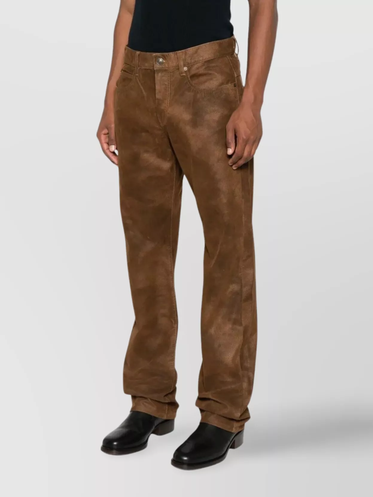 Isabel Marant Straight Leg Leather Trousers With Belt Loops