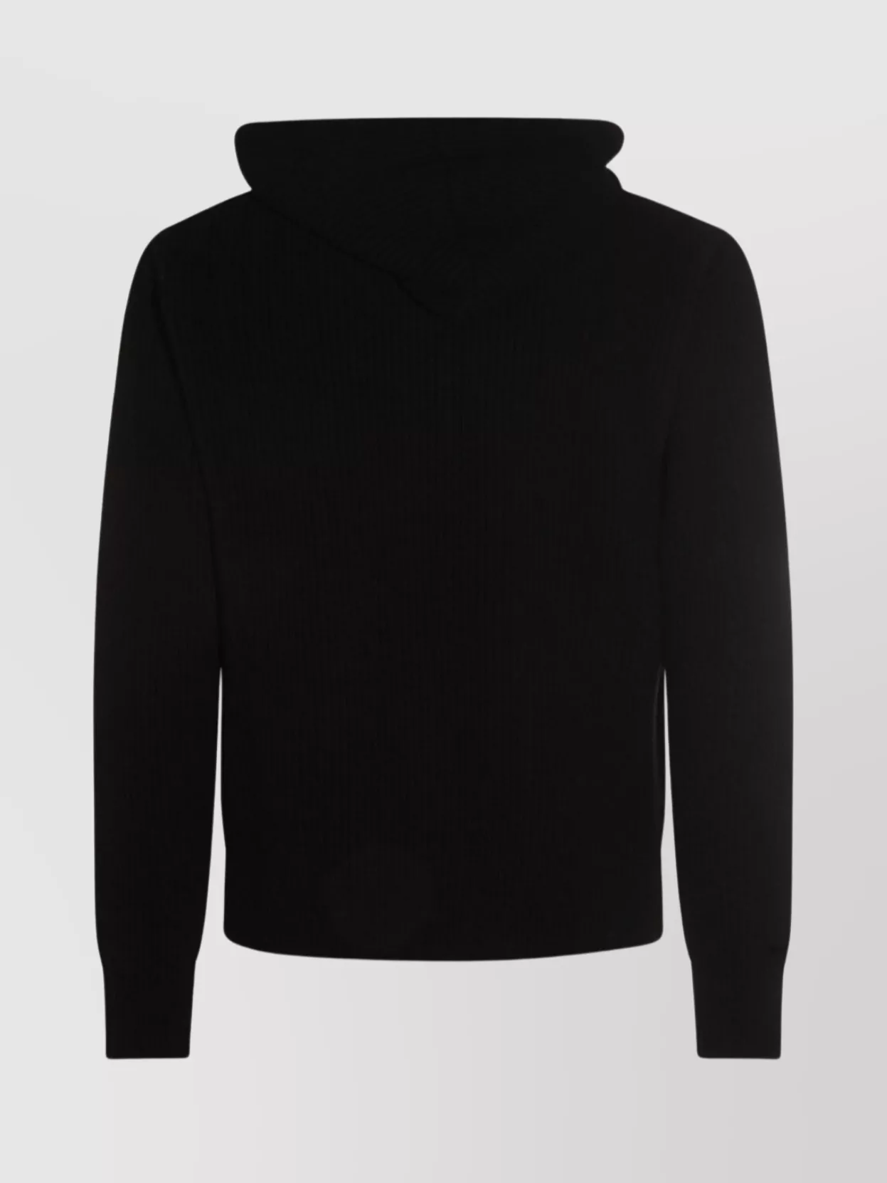 Lardini Crewneck Hooded Sweater Side Pockets In Black