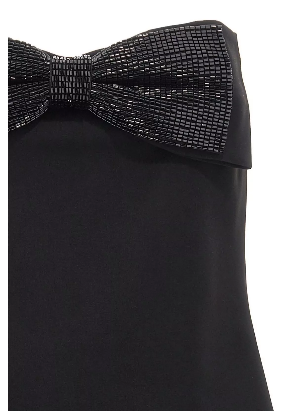 Self-portrait Black Sleeveless Top With Bandeau Neckline In Tech Fabric Woman In Black