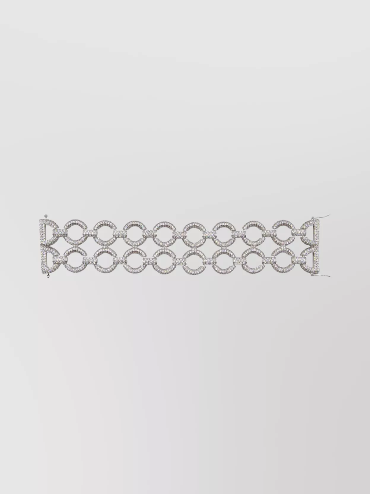 Self-portrait Circular Link Bracelets Featuring Rhinestone Embellishments In Gray
