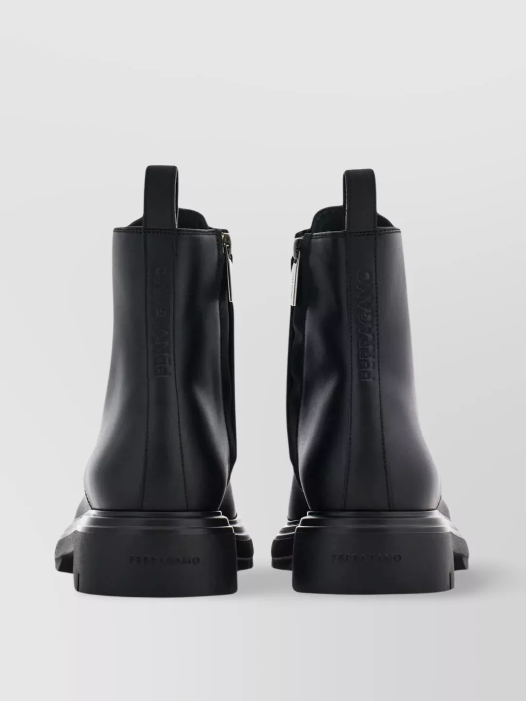 Ferragamo Chunky Heel Ankle Boots With Pull Tab