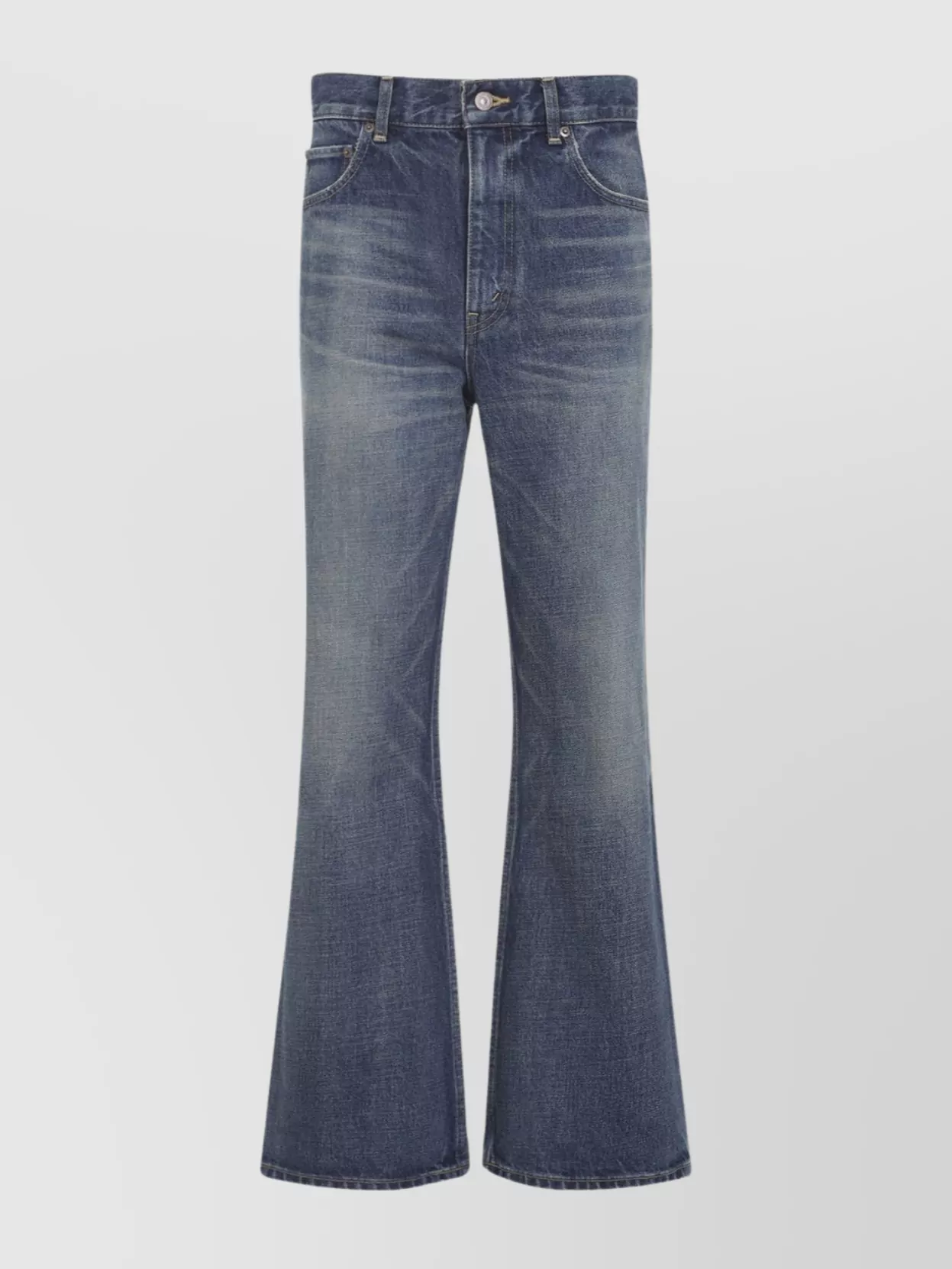 Celine Flared Leg Five-pocket Denim Trousers In Blue