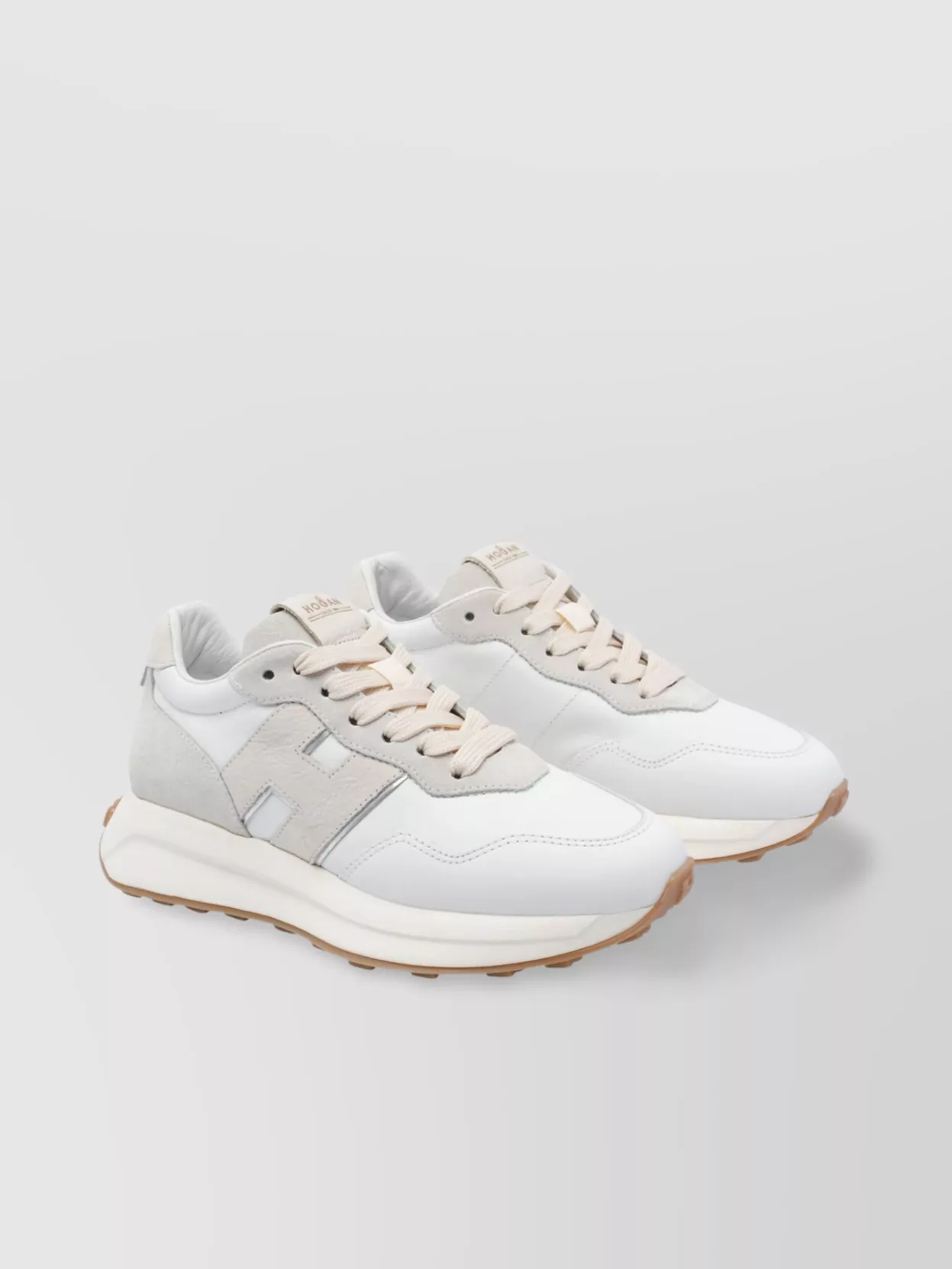 Hogan Round Toe Low Top Sneakers With Suede Accents