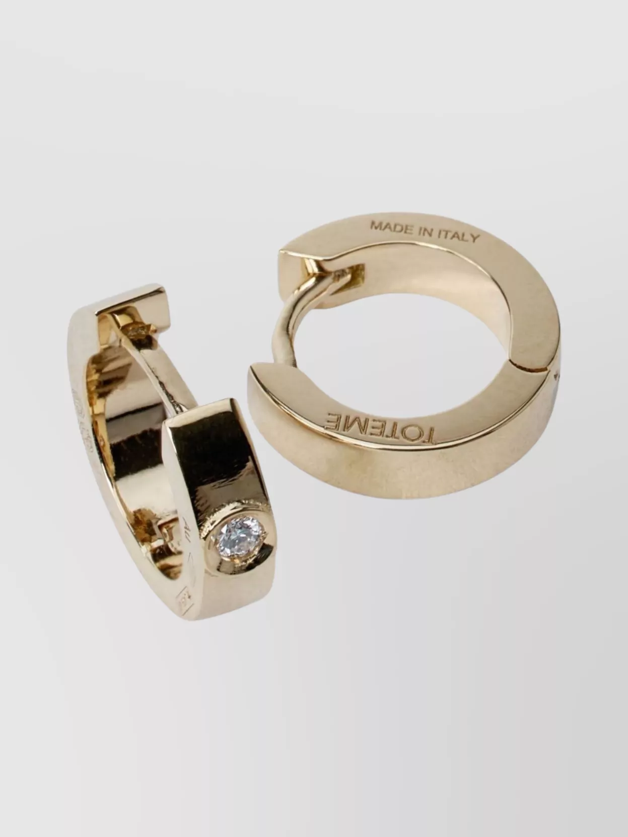Totême Huggie Hoop Diamond Earrings Set In Gold