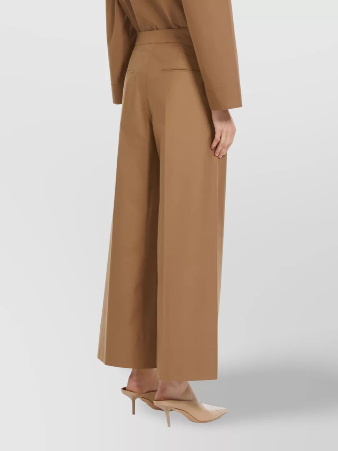 S Max Mara Waterproof Twill Trousers With Wide Leg Silhouette