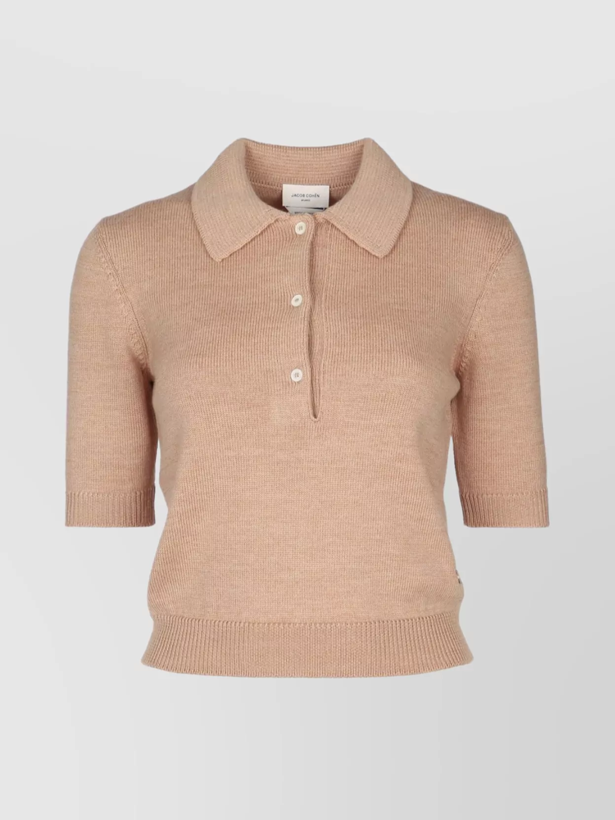 Jacob Cohen Short Sleeve Collared Knit Top In Gold