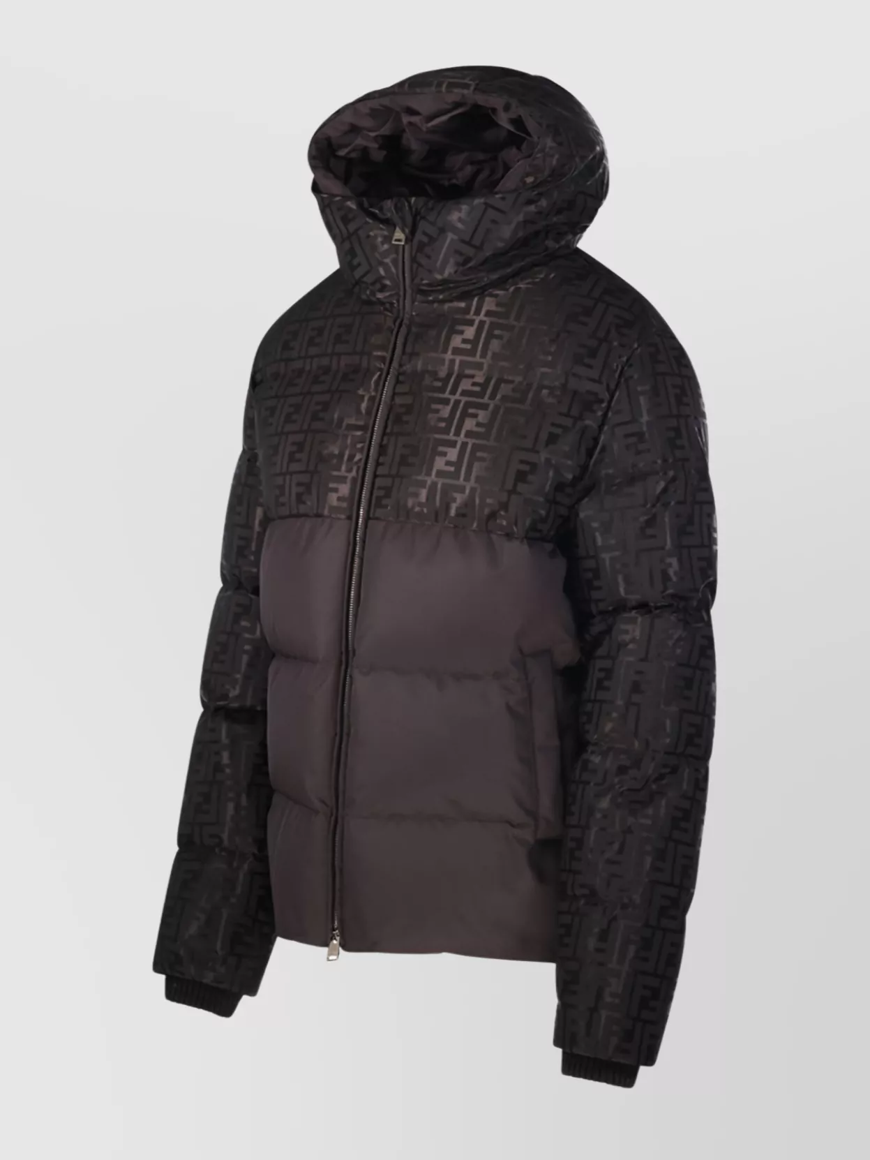 Fendi Hooded Quilted Jacket Ribbed Cuffs