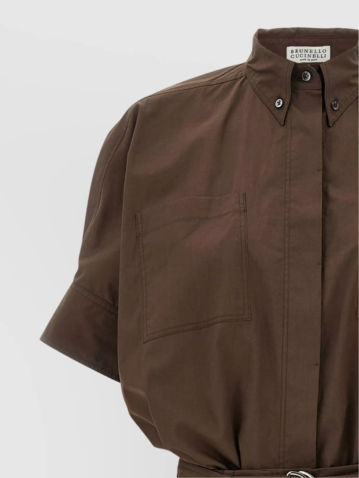 Brunello Cucinelli Waist Belt Cargo Chest Short Sleeve Dress