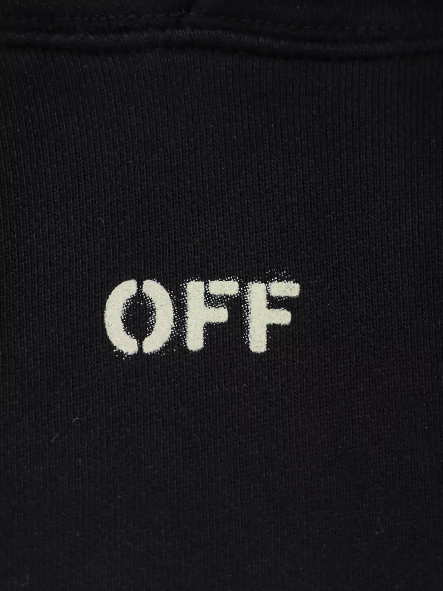 Off-White Cotton Printed Logo Hoodie