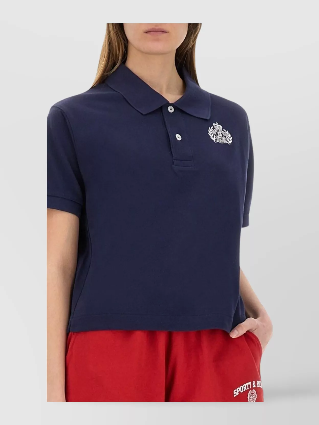 Sporty & Rich Polo Collar Cotton Pique Top