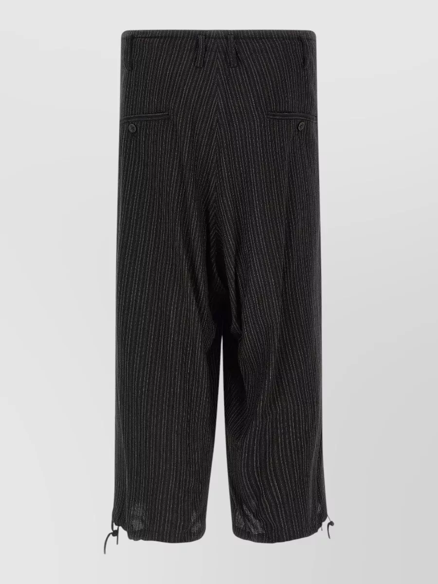 Yohji Yamamoto Pinstriped Cropped Wide-Leg Trousers