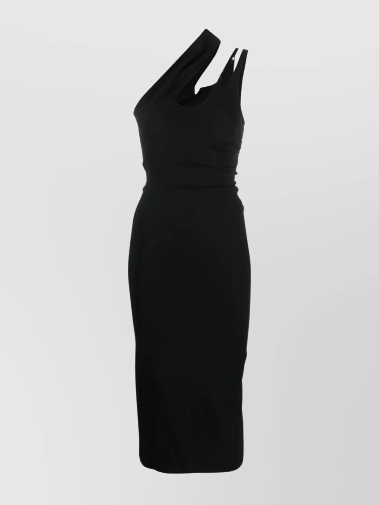Shop Mugler Halter Asymmetric Midi Dress In Black