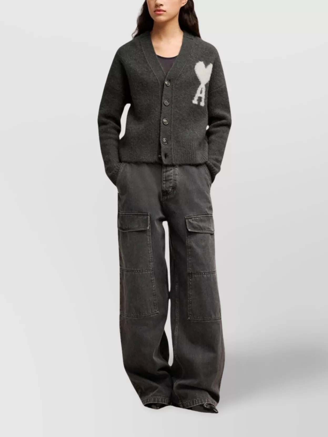 Ami Paris Heart Friend Wool Cardigan