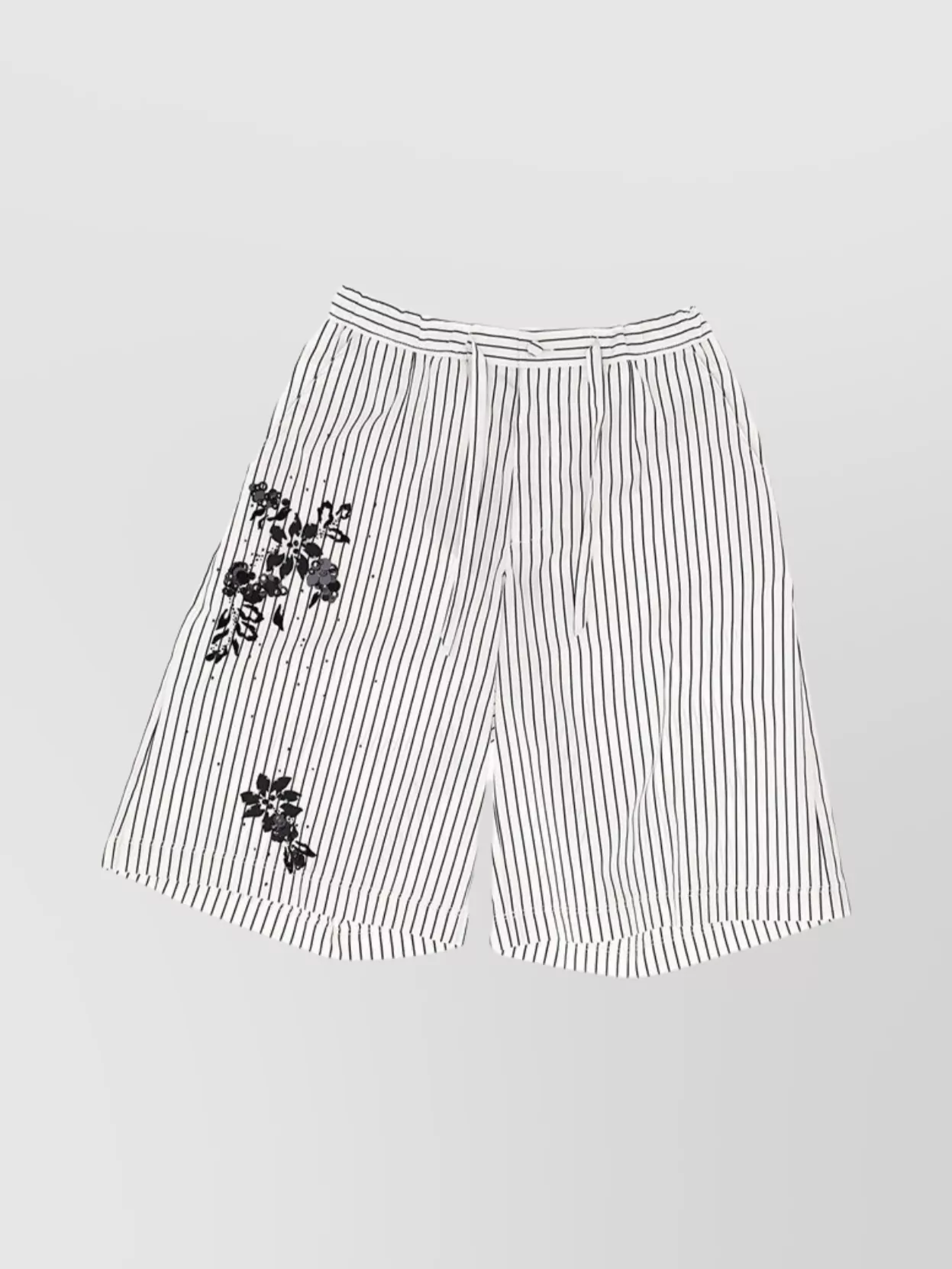 Shop Dolce & Gabbana Embroidered Floral Striped Pleated Shorts