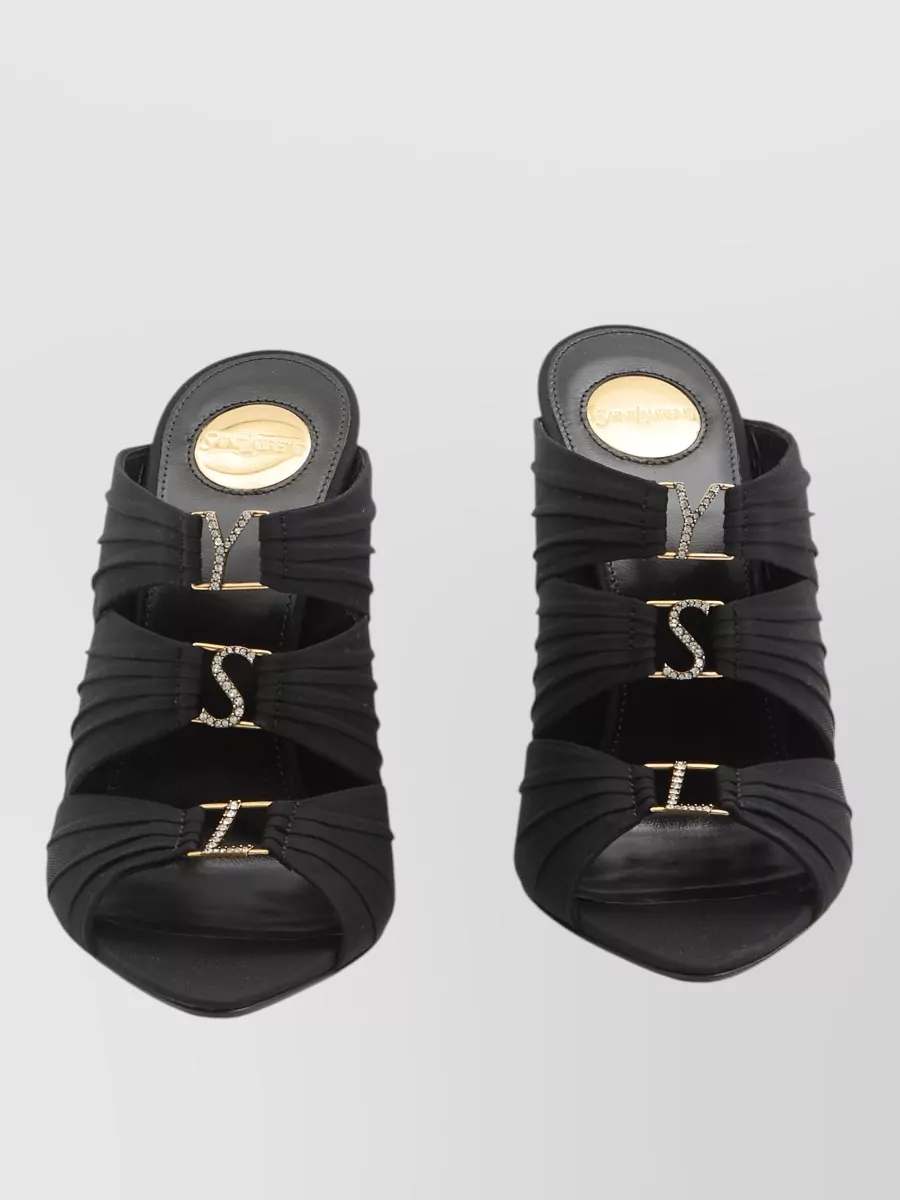 Saint Laurent Ruched Peep-Toe Mules