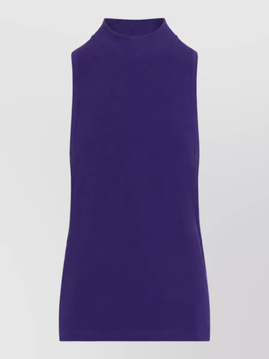 Versace stretch cotton fitted sleeveless high-neck tank top