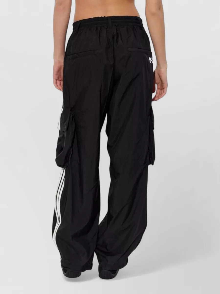 Y-3 Cargo Trousers Elasticated Cuffs Multiple Pockets Stripe