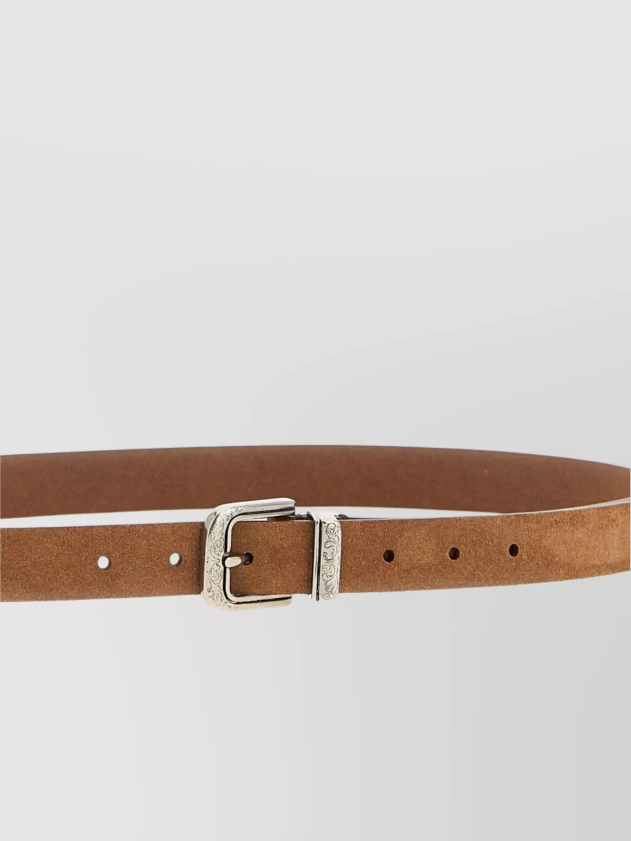 Brunello Cucinelli Suede Belt With Metal Buckle And Multiple Holes