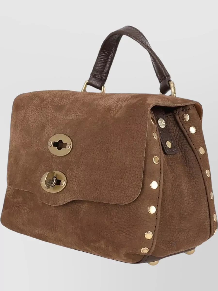 Zanellato Calf Leather Studded Shoulder Bag
