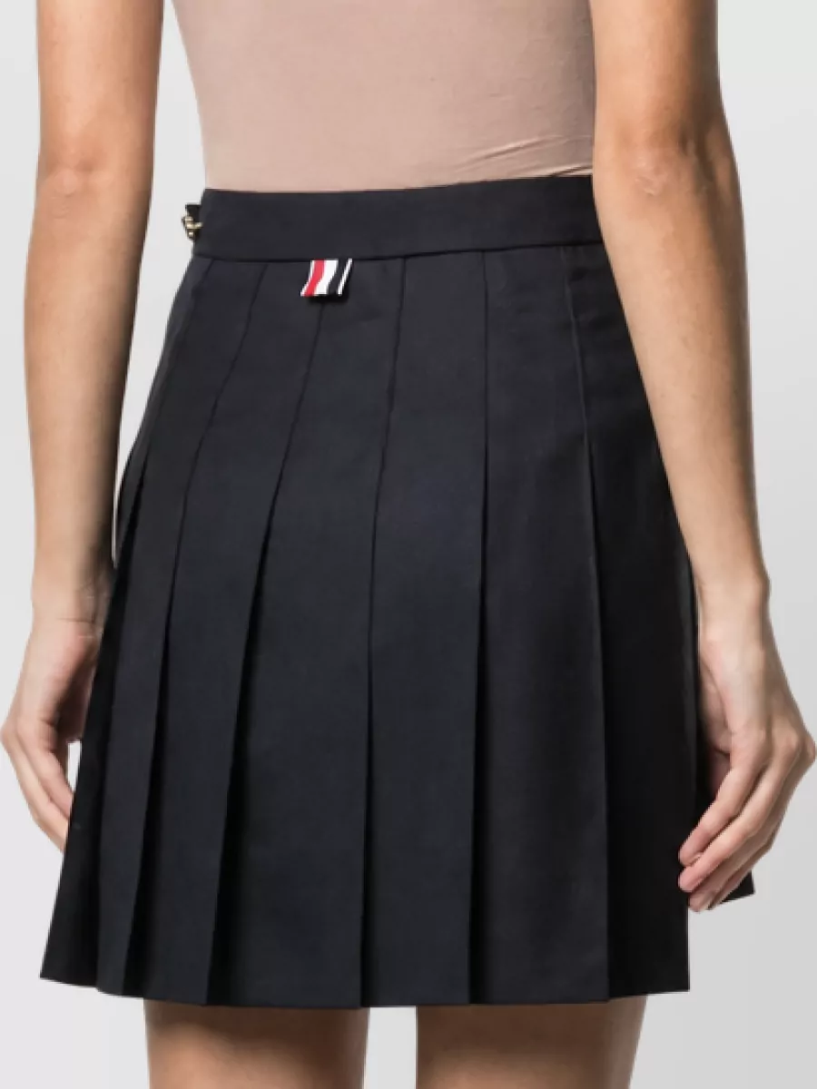 Thom Browne Wool Asymmetric Pleated Mini Skirt