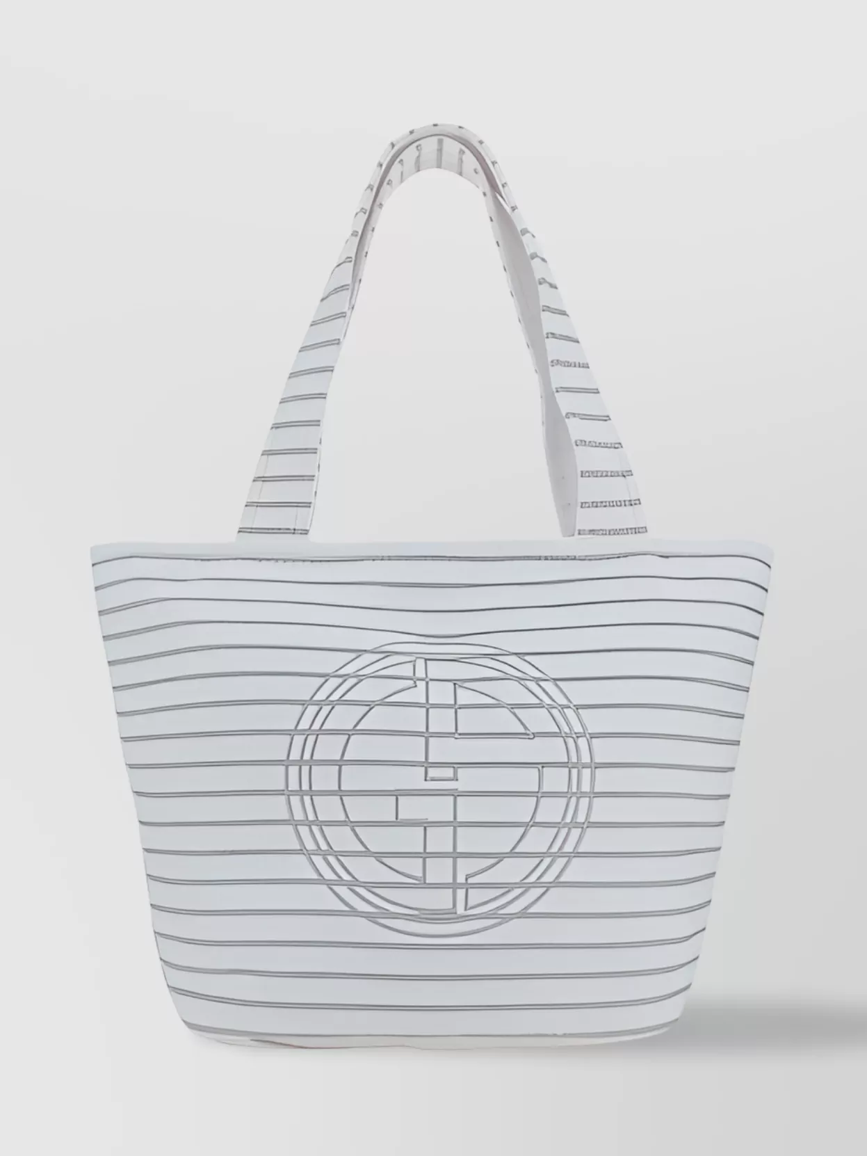 Giorgio Armani Striped Cotton Shoulder Bag With Two Handles