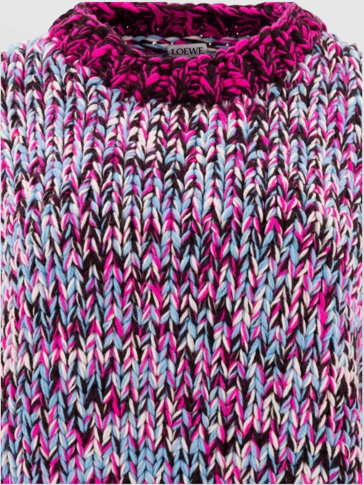 Loewe Chunky Knit Crew Neck Long Sleeve Sweater In Multi
