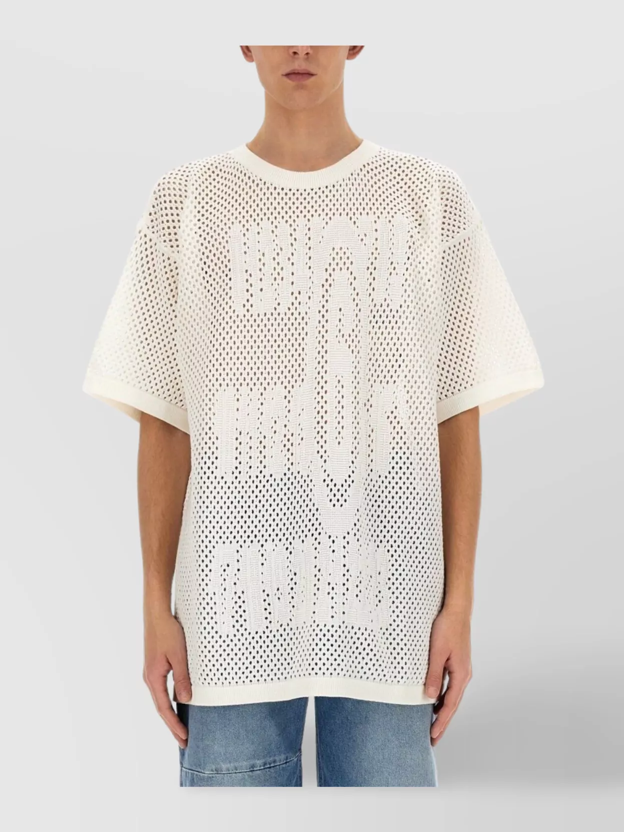 Mm6 Maison Margiela Logo Print Mesh Oversized T-Shirt