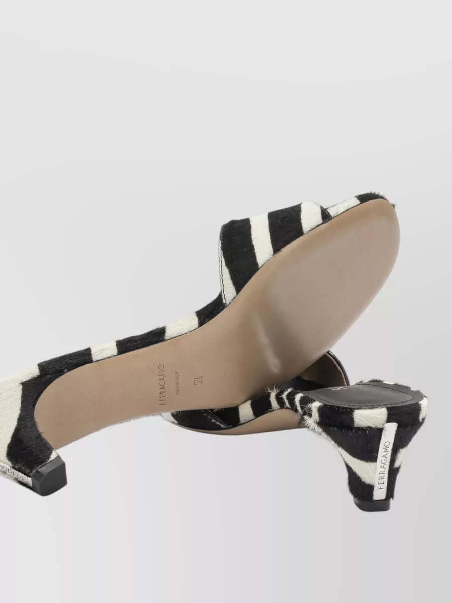 Ferragamo Sandals Open Toe Textured Finish Zebra Pattern In Multi